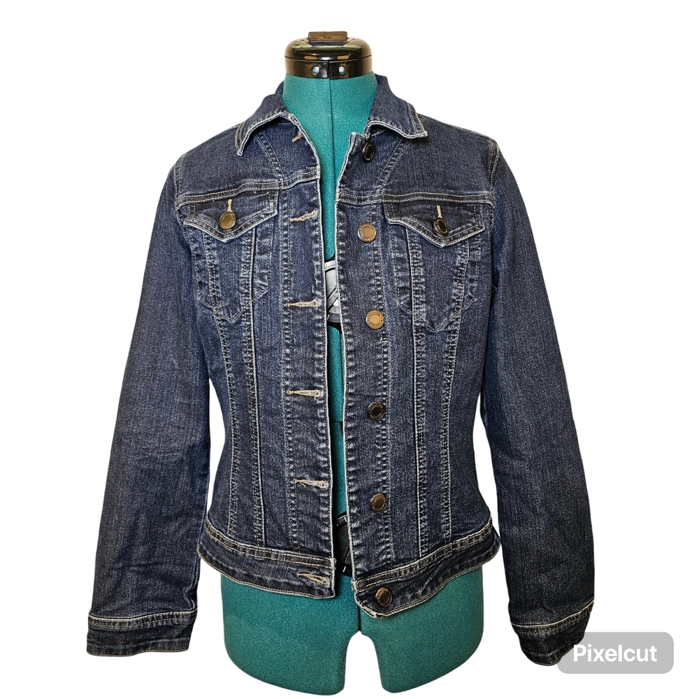 2016 by Parasuco blue fitted denim jean jacket size S US